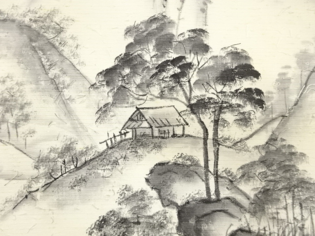 JAPANESE KIMONO / ANTIQUE NAGOYA OBI / SILK / HIGE TSUMUGI / SCENERY / ARTIST WORK